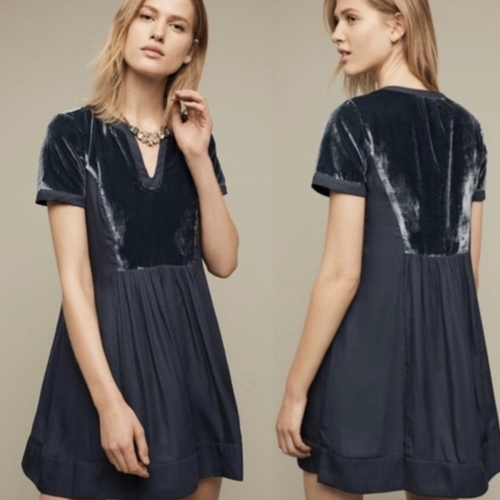 Anthropologie Maeve Velvet Tunic Dress